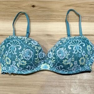 Victoria’s Secret Padded No Wire Dream Angels Floral Lace Bra Women’s 32D